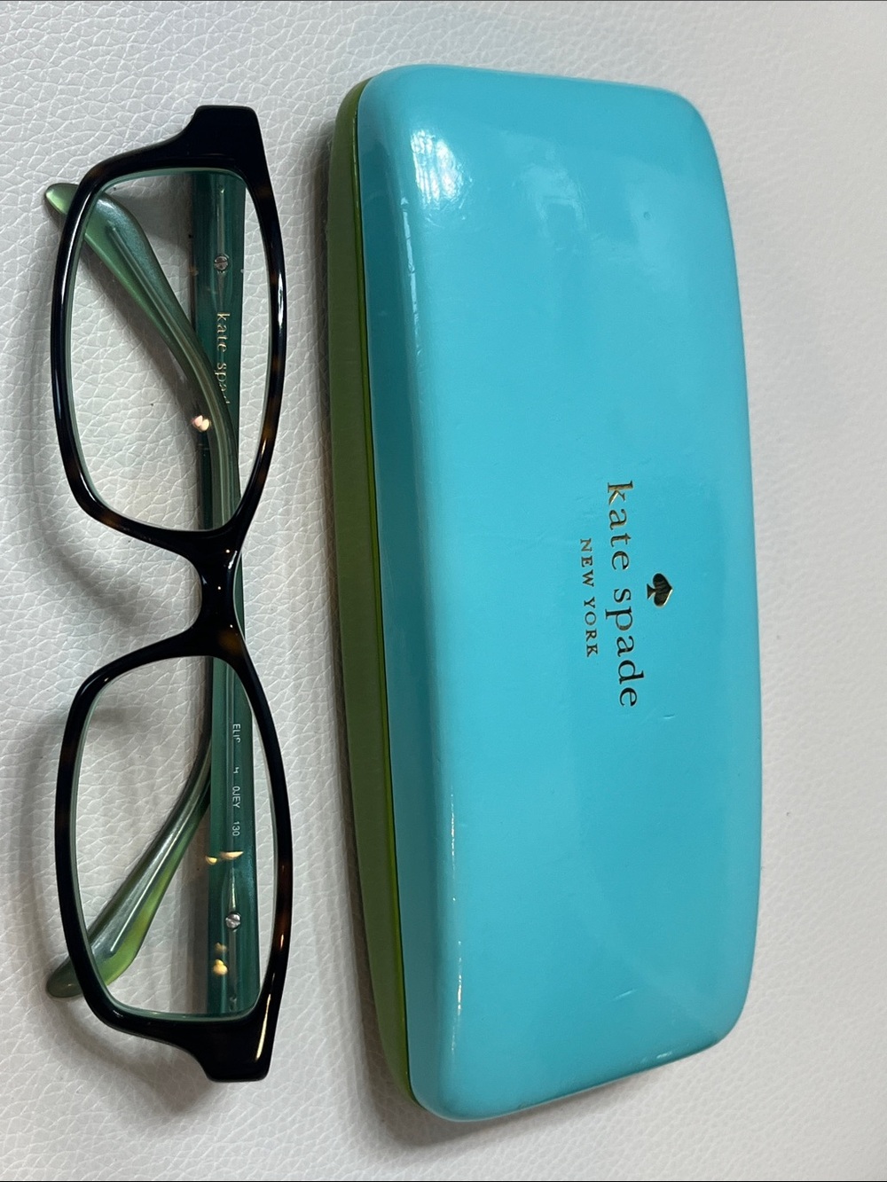 kate spade Dark Brown Tortoiseshell & Aqua “Elisabeth” Glasses w/ case